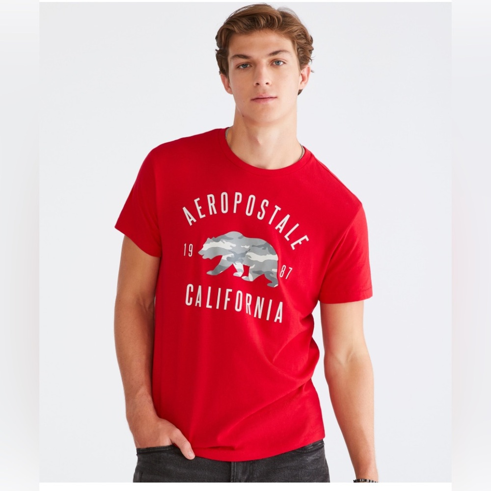(4) Red Aeropostale California cami bear short sleeve t-shirt